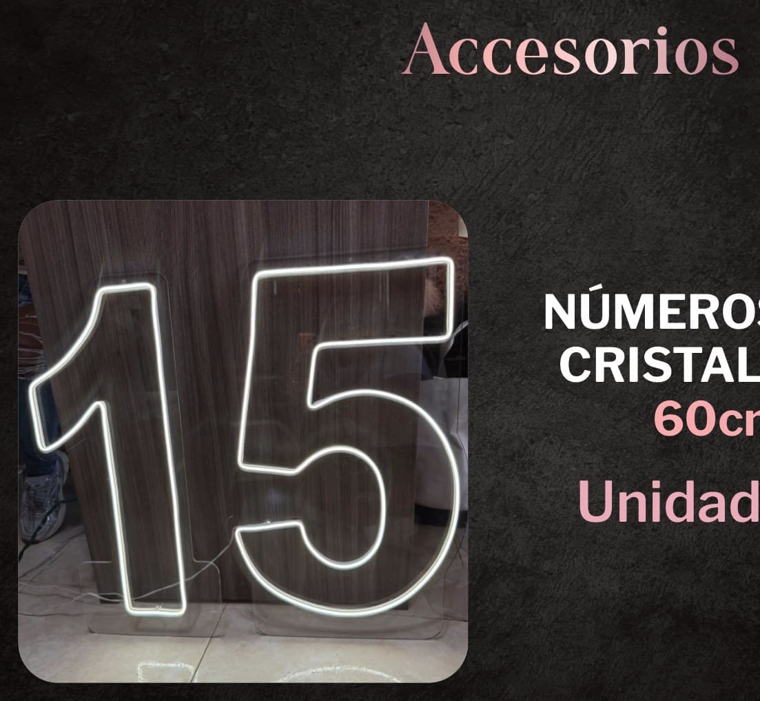 Números en acrílico cristal con luz LED